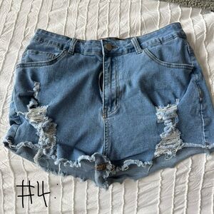 SHEIN Blue Distressed Jean Shorts
